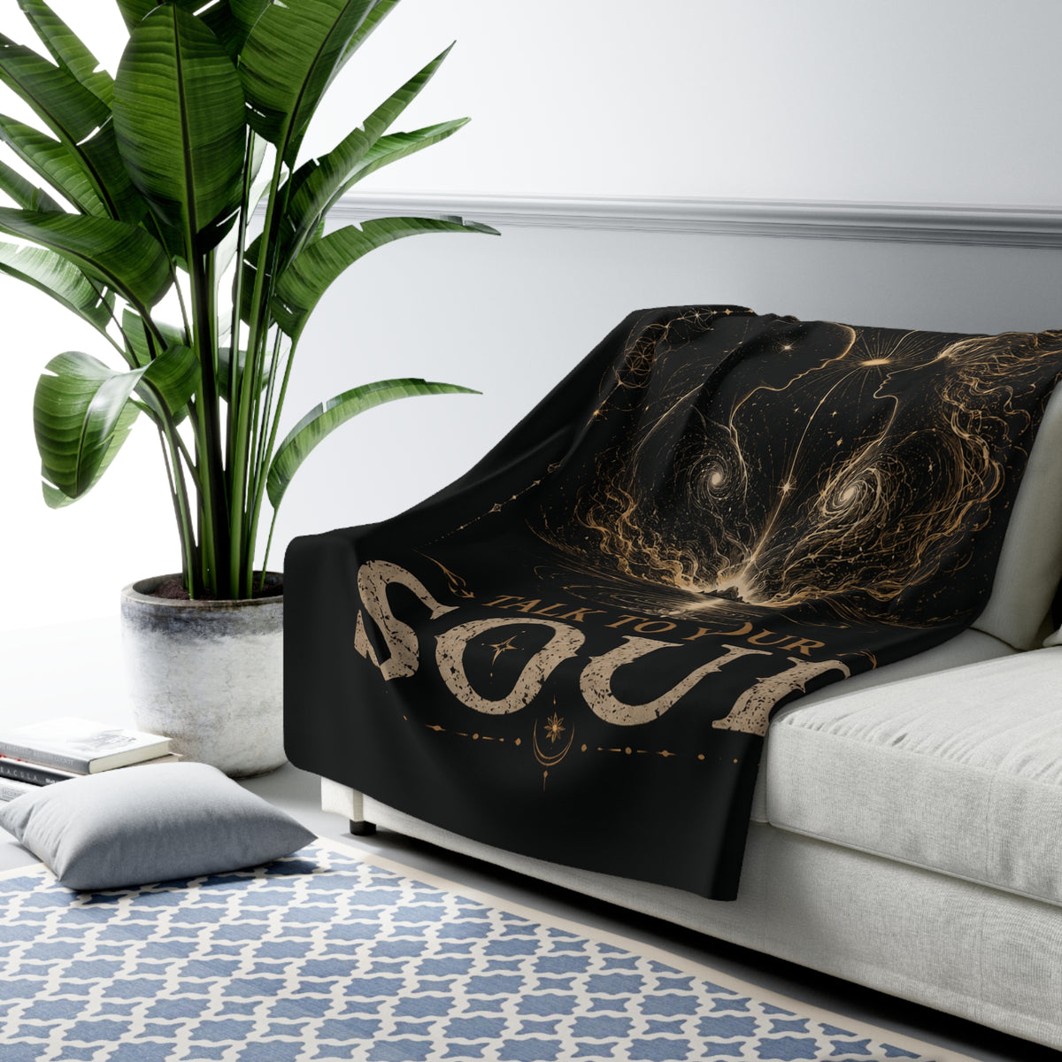 My Soul Wants to Talk to Your Soul Sherpa Fleece Blanket — Spiritual Couples Cozy Throw