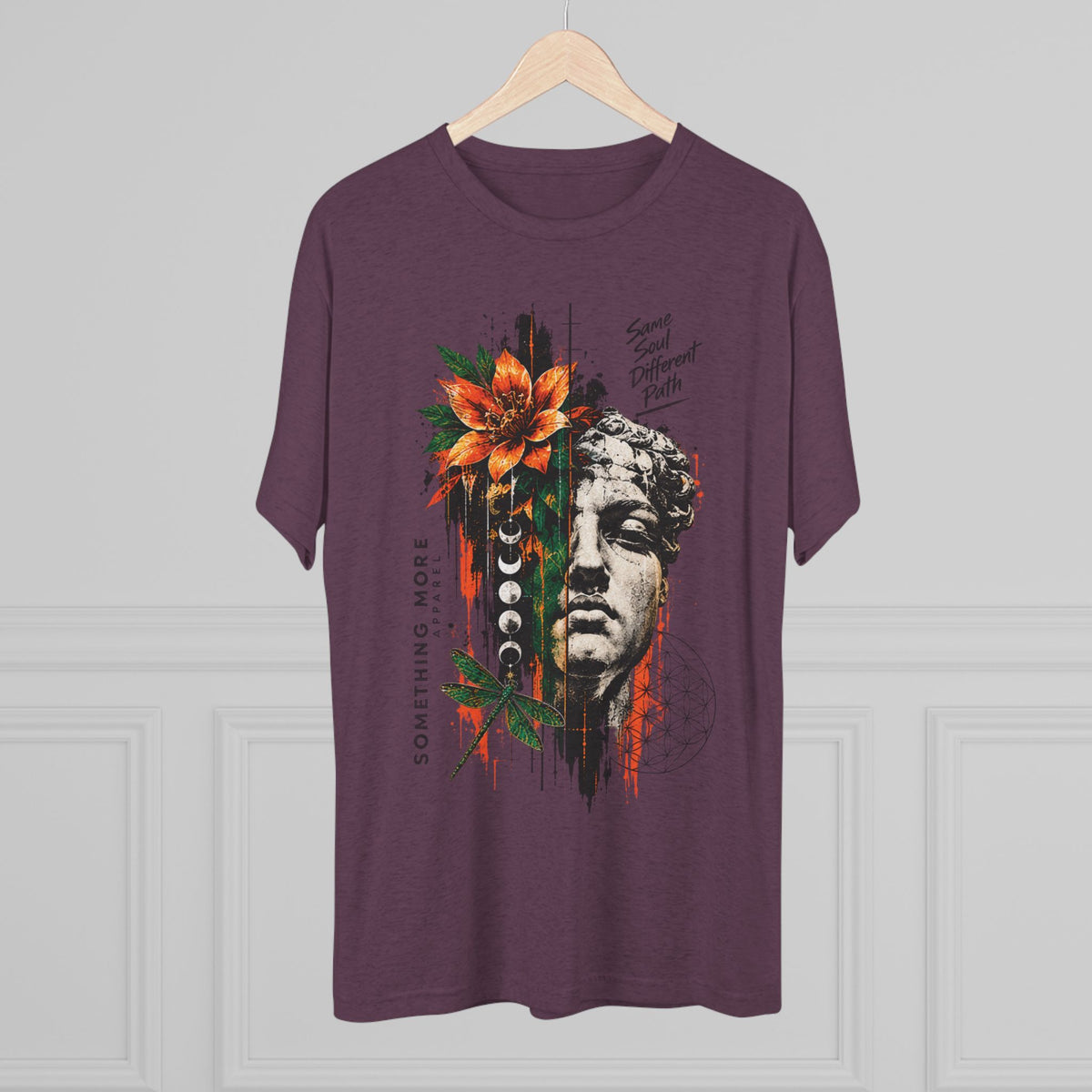 Artistic Statue & Nature Graphic Tee — "Something More" Crew Shirt
