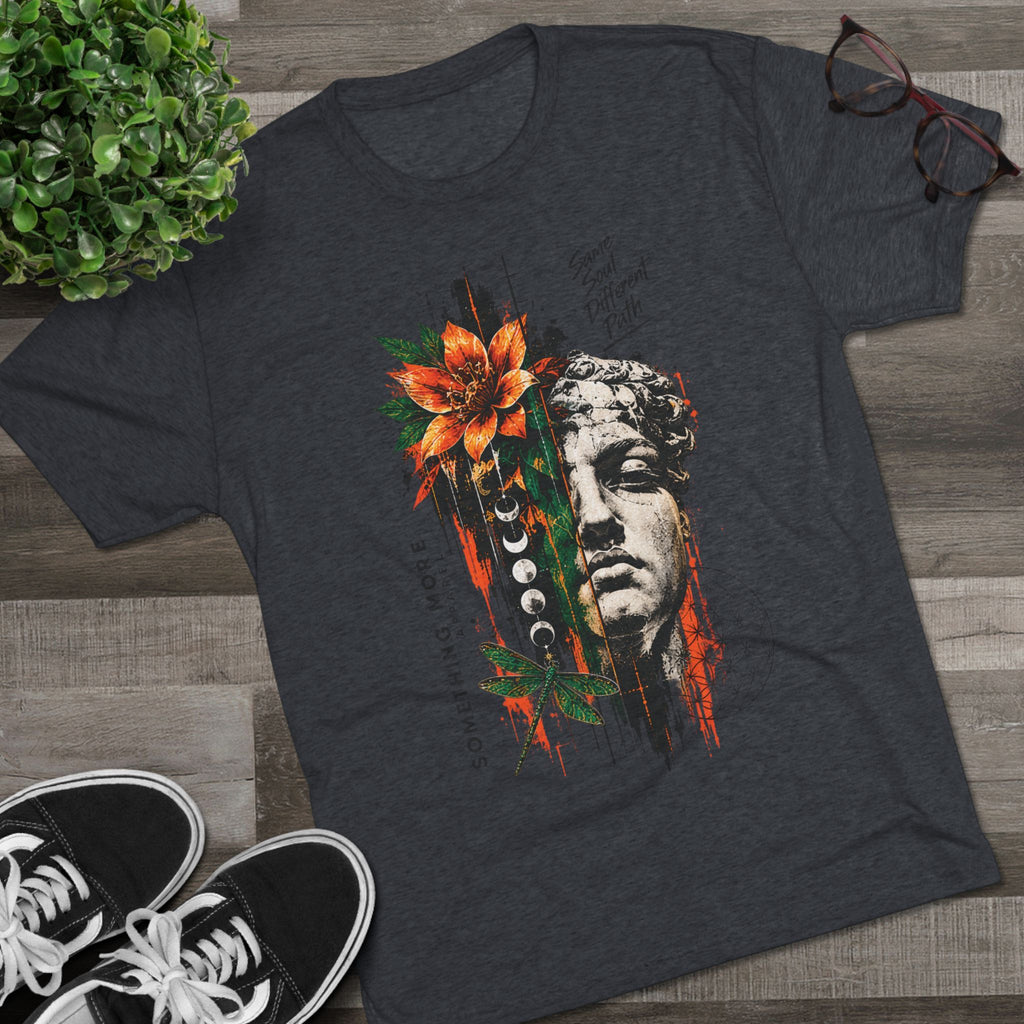 Artistic Statue & Nature Graphic Tee — "Something More" Crew Shirt