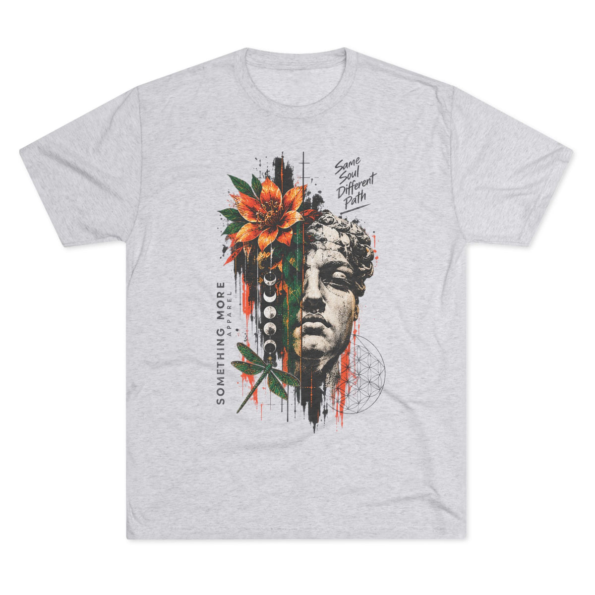 Artistic Statue & Nature Graphic Tee — "Something More" Crew Shirt