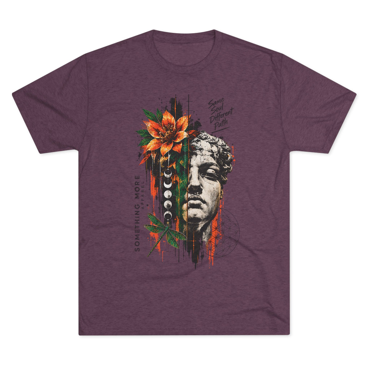 Artistic Statue & Nature Graphic Tee — "Something More" Crew Shirt