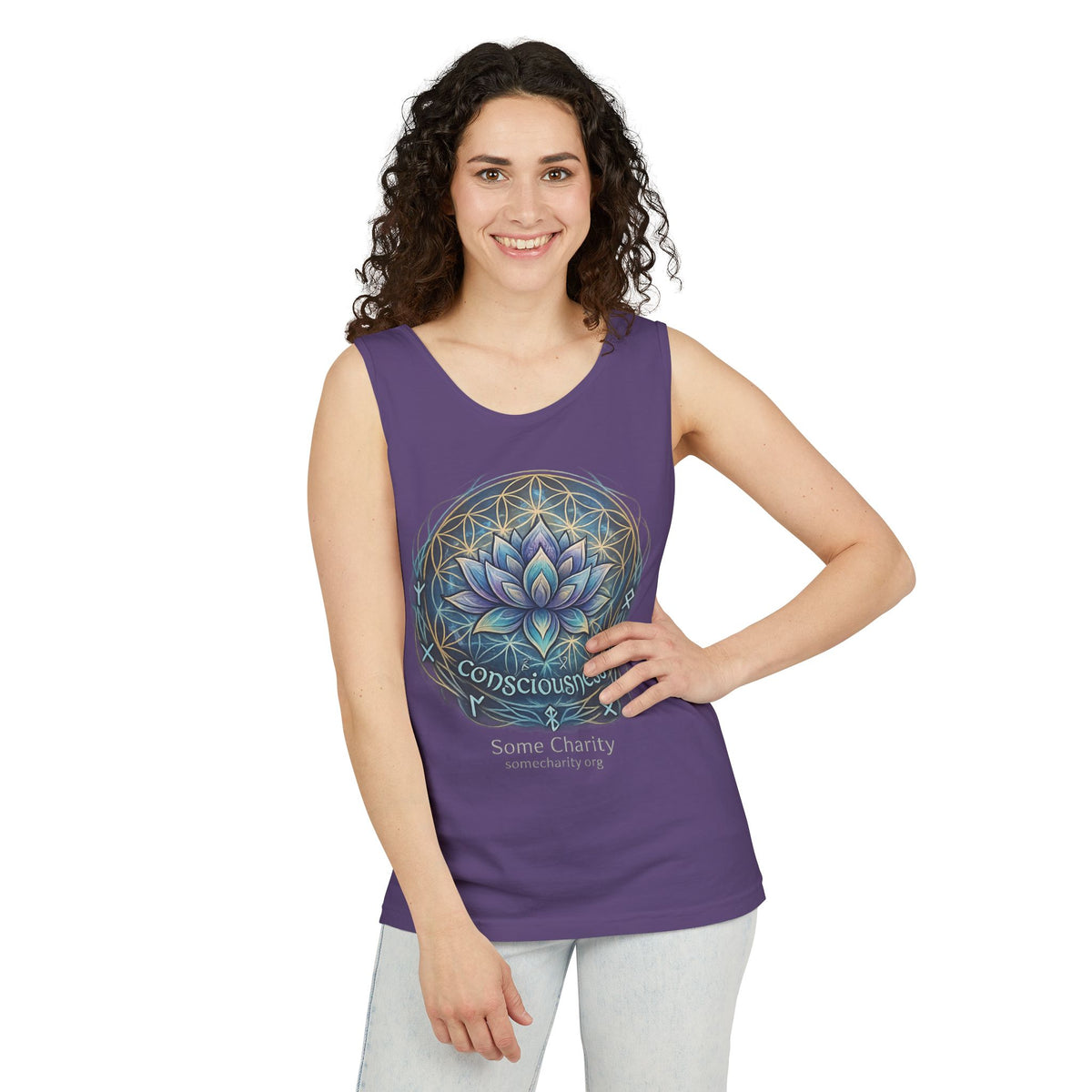 Consciousness Lotus Tank Top — Spiritual Yoga Meditation Graphic