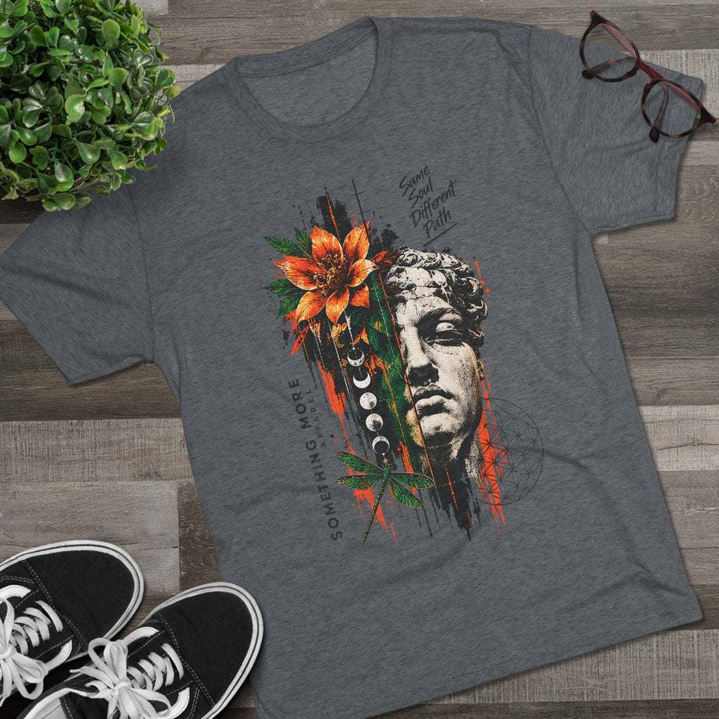 Artistic Statue & Nature Graphic Tee — "Something More" Crew Shirt