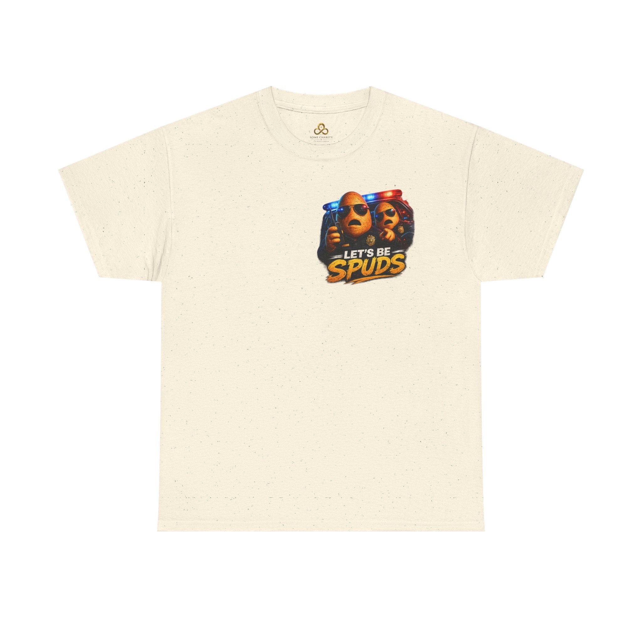 Let's Be Spuds T‑Shirt — Funny Potato Duo Graphic Tee (Police Lights)
