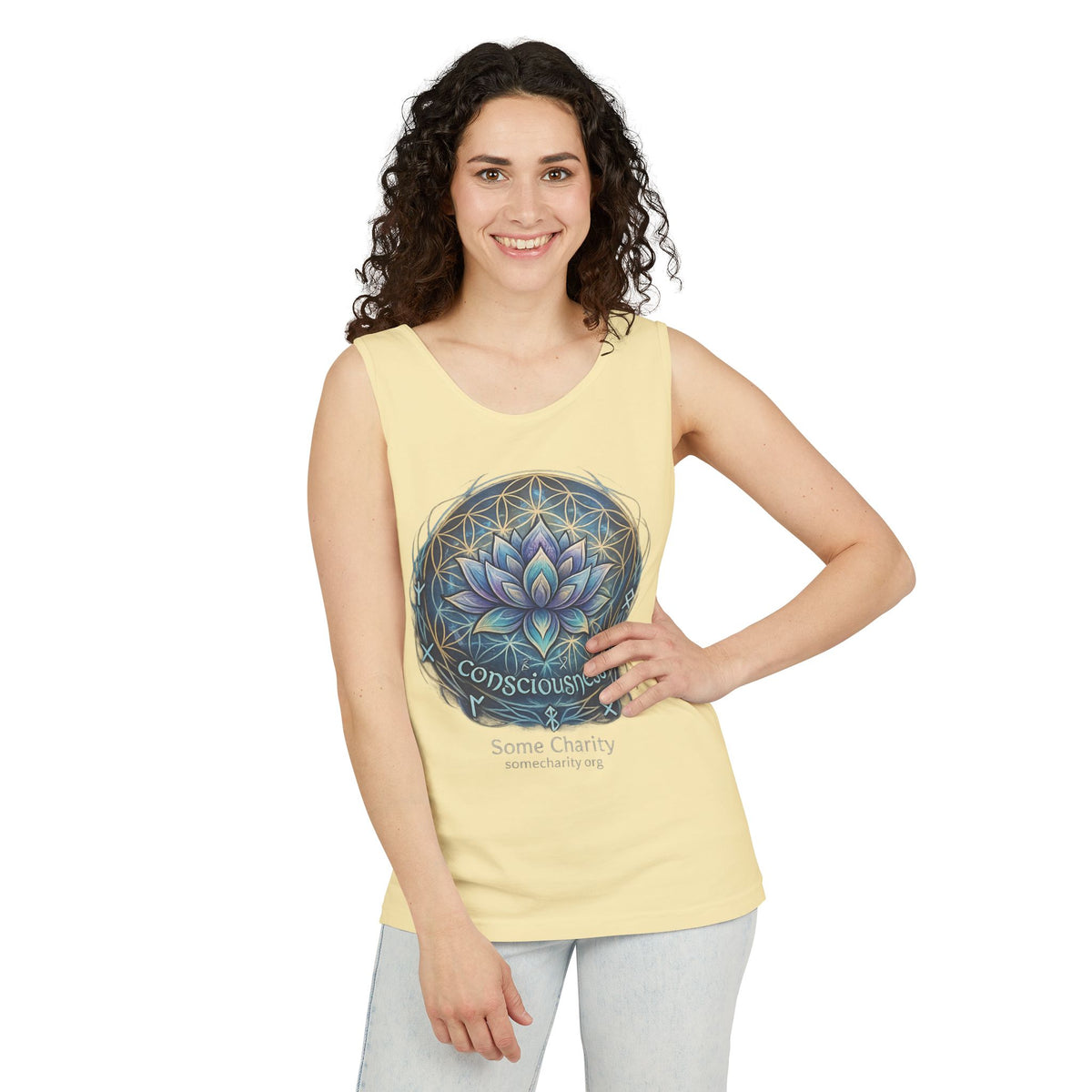 Consciousness Lotus Tank Top — Spiritual Yoga Meditation Graphic