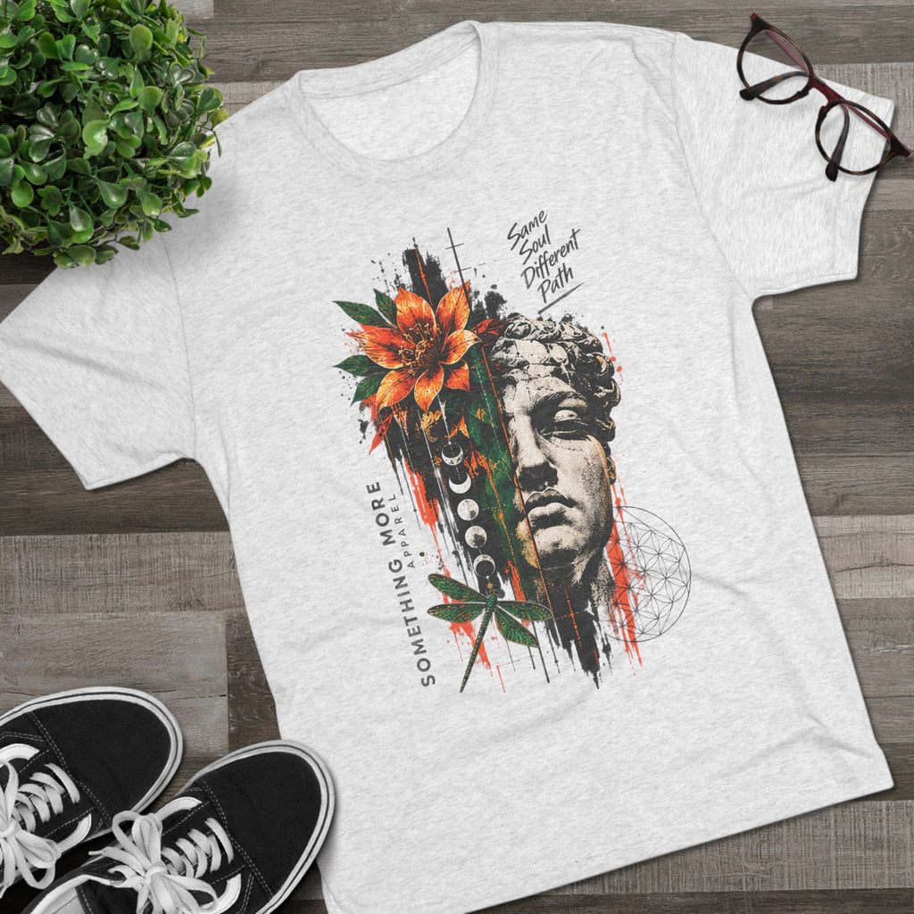 Artistic Statue & Nature Graphic Tee — "Something More" Crew Shirt