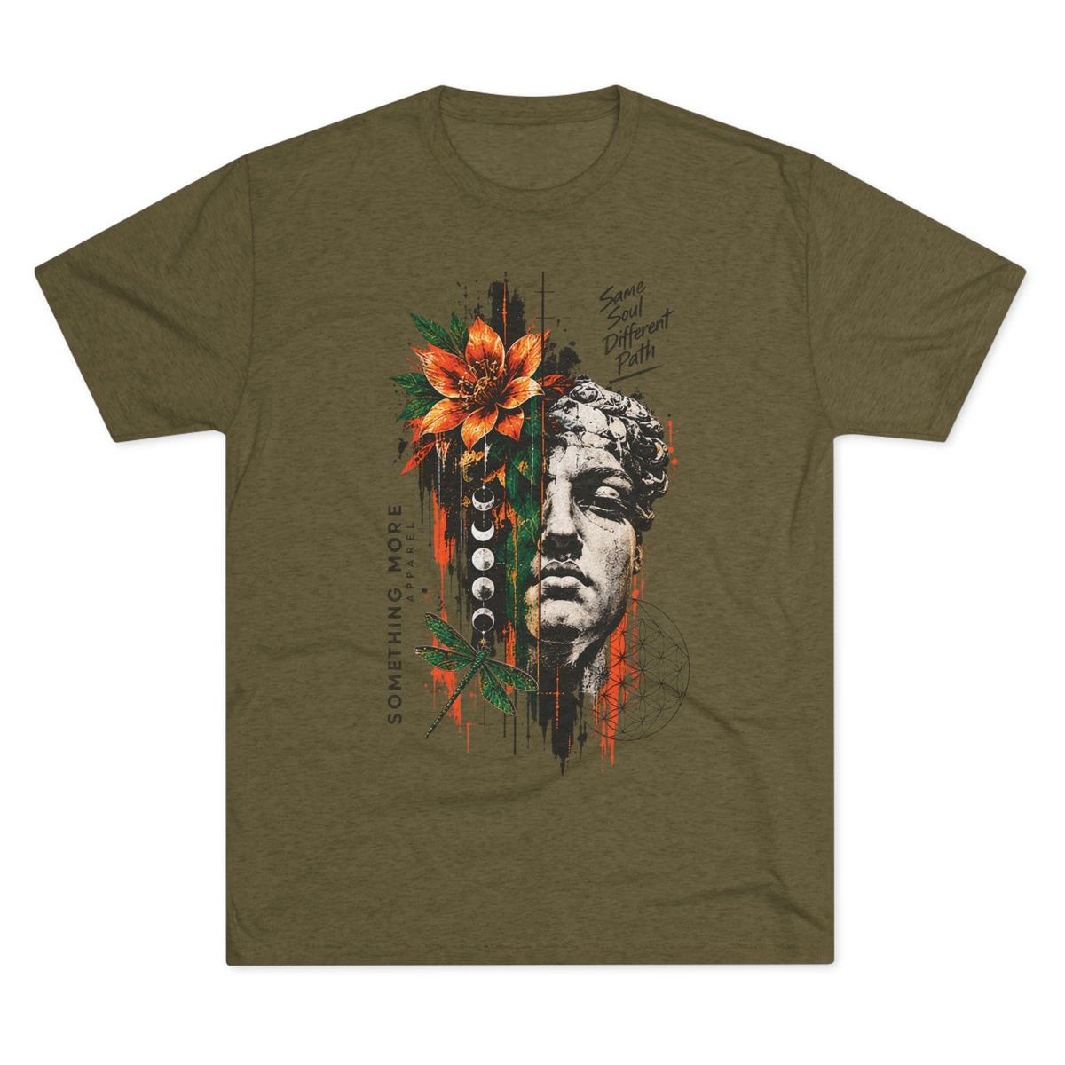 Artistic Statue & Nature Graphic Tee — "Something More" Crew Shirt