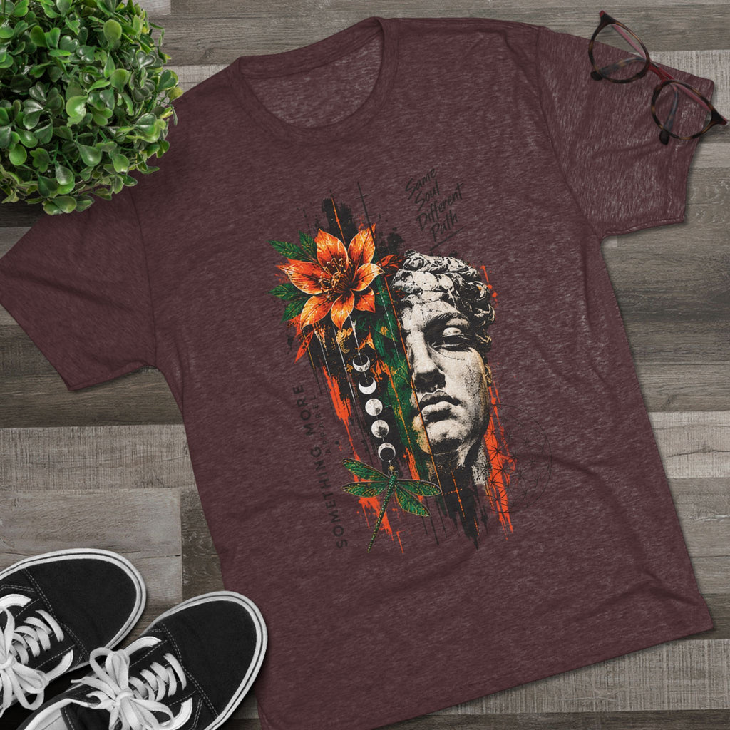 Artistic Statue & Nature Graphic Tee — "Something More" Crew Shirt