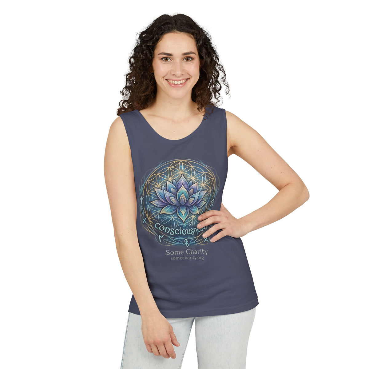 Consciousness Lotus Tank Top — Spiritual Yoga Meditation Graphic