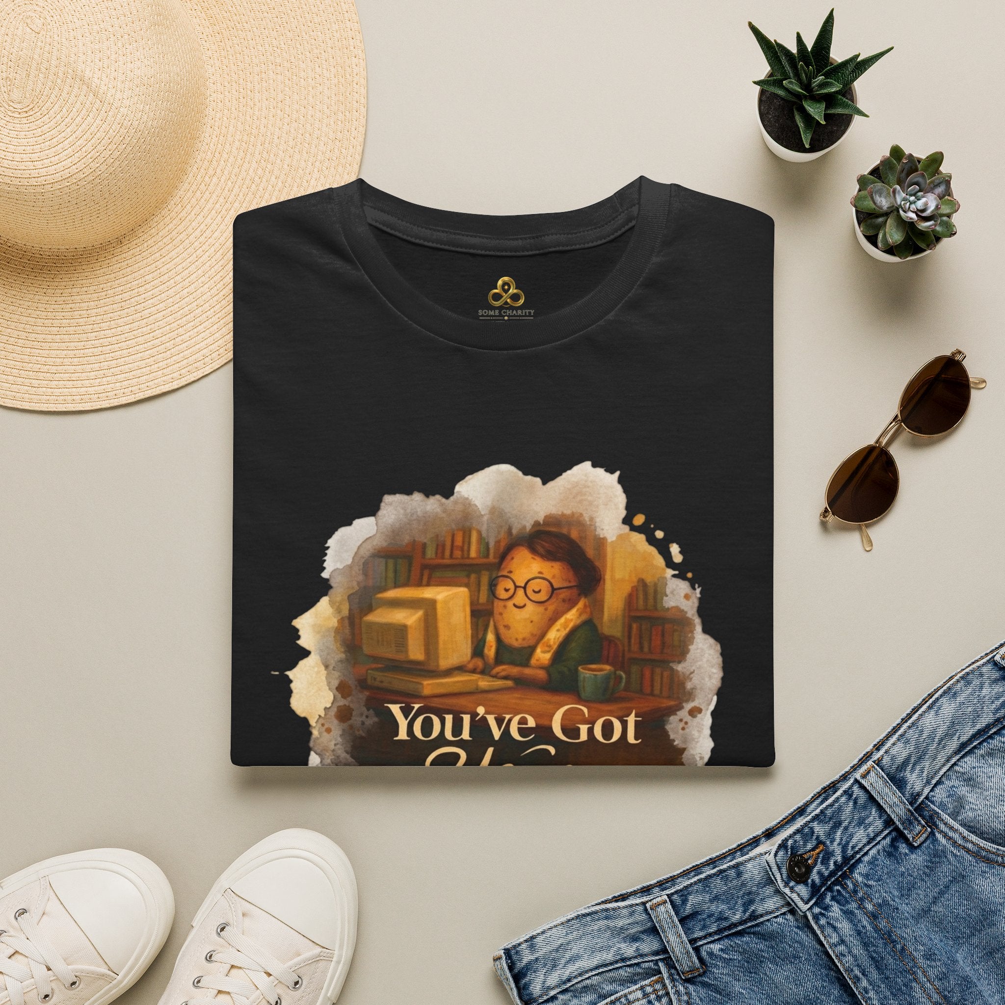 T-Shirt — Cozy Booklover Tee: "You've Got Mail" Vintage Library Design