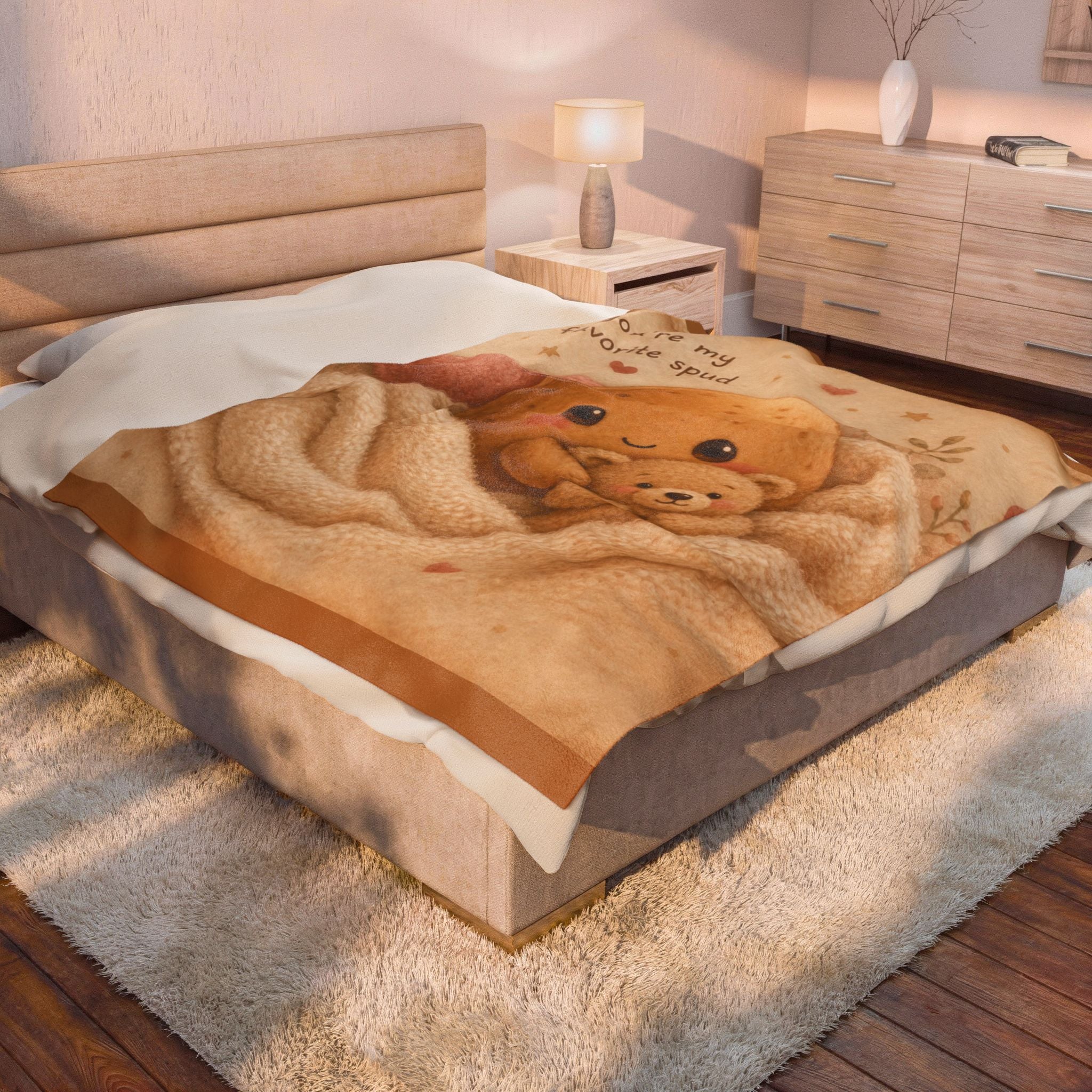Plush Blanket — "You're My Favorite Spud" Cute Potato Teddy Velveteen Throw