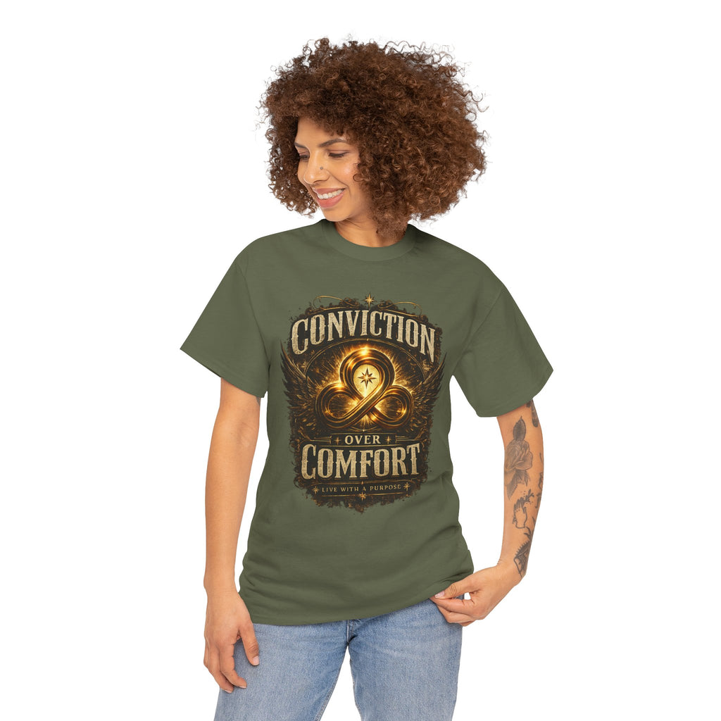 Conviction Over Comfort Graphic Tee — Inspirational Faith & Courage Shirt