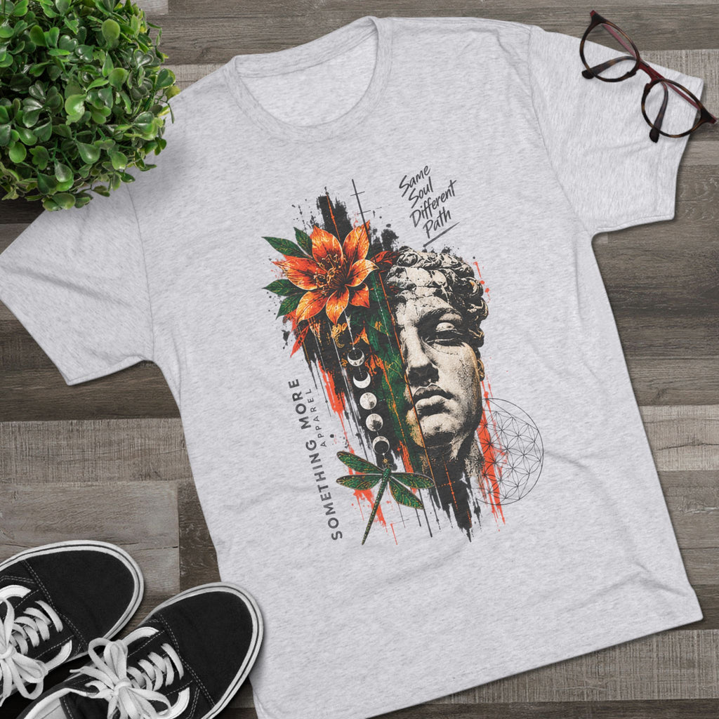 Artistic Statue & Nature Graphic Tee — "Something More" Crew Shirt