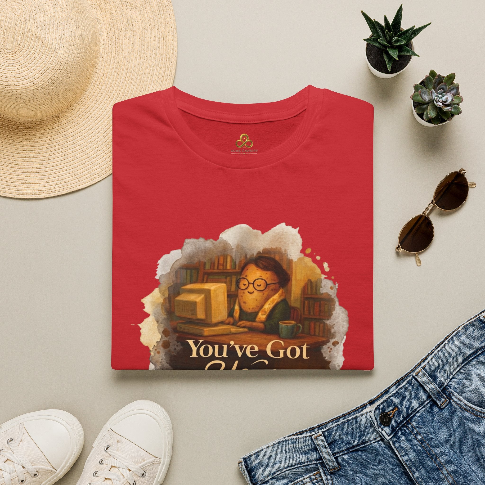 T-Shirt — Cozy Booklover Tee: "You've Got Mail" Vintage Library Design