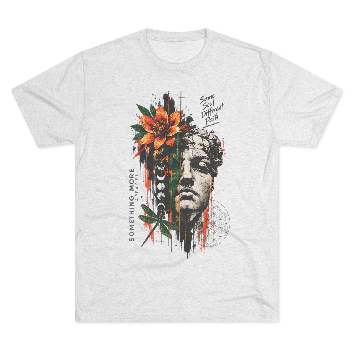 Artistic Statue & Nature Graphic Tee — "Something More" Crew Shirt