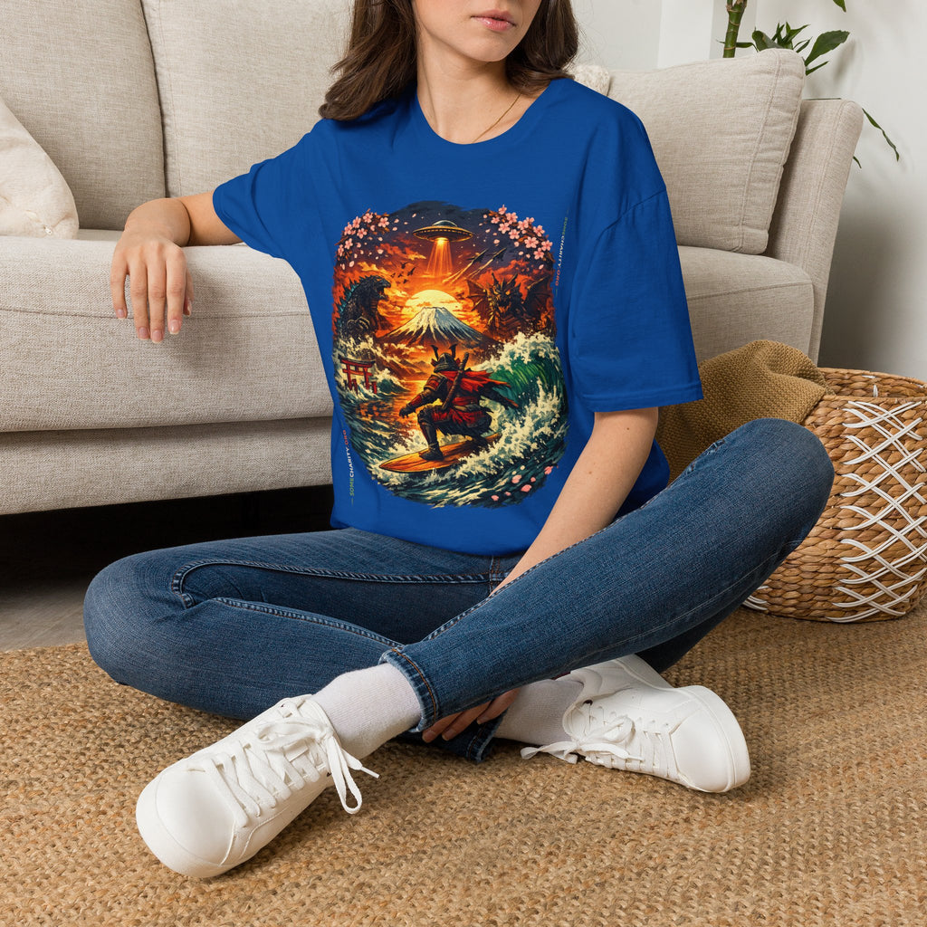 Alien Surfing Japan T-Shirt — UFO, Mt. Fuji & Cherry Blossom Graphic Tee