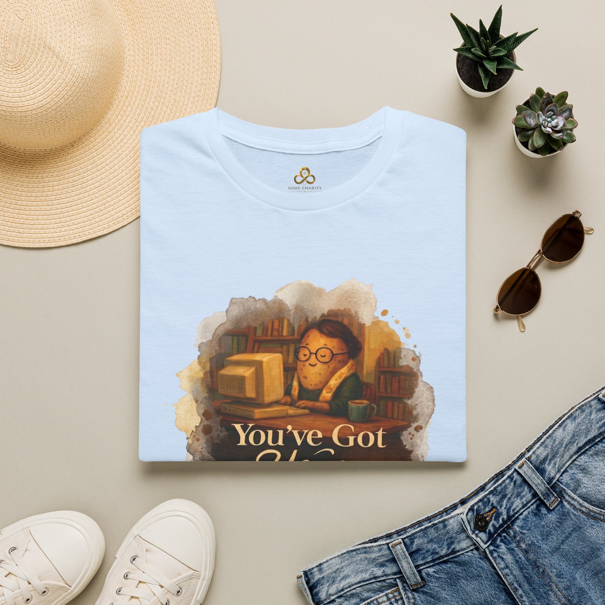 T-Shirt — Cozy Booklover Tee: "You've Got Mail" Vintage Library Design
