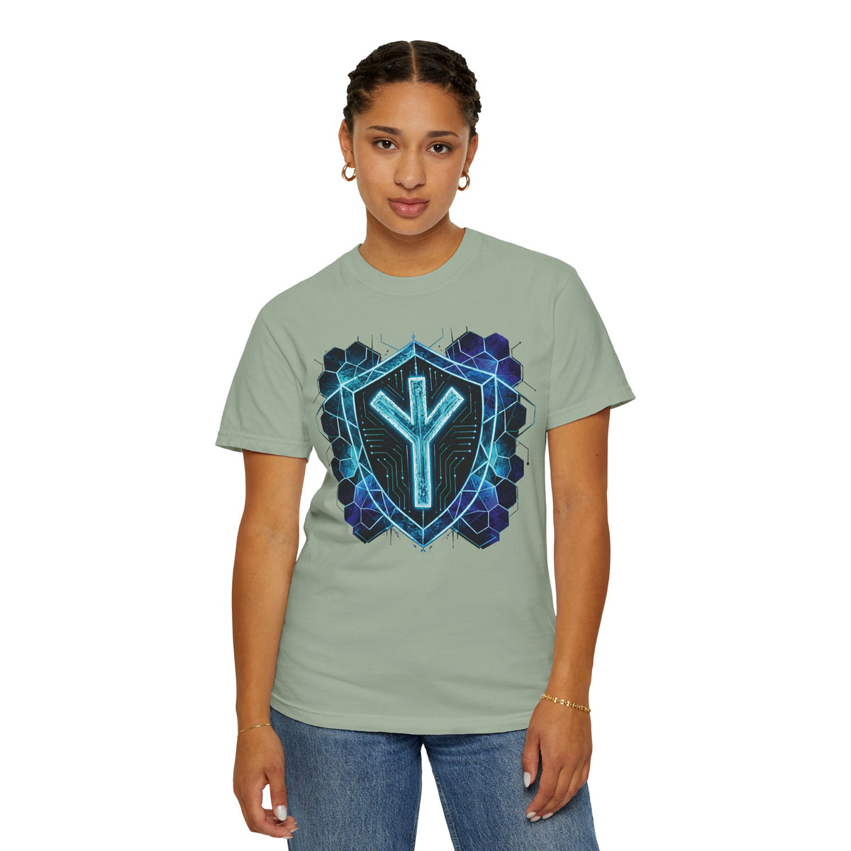 Algiz Rune Shield T-Shirt — Norse Protection Symbol Tee