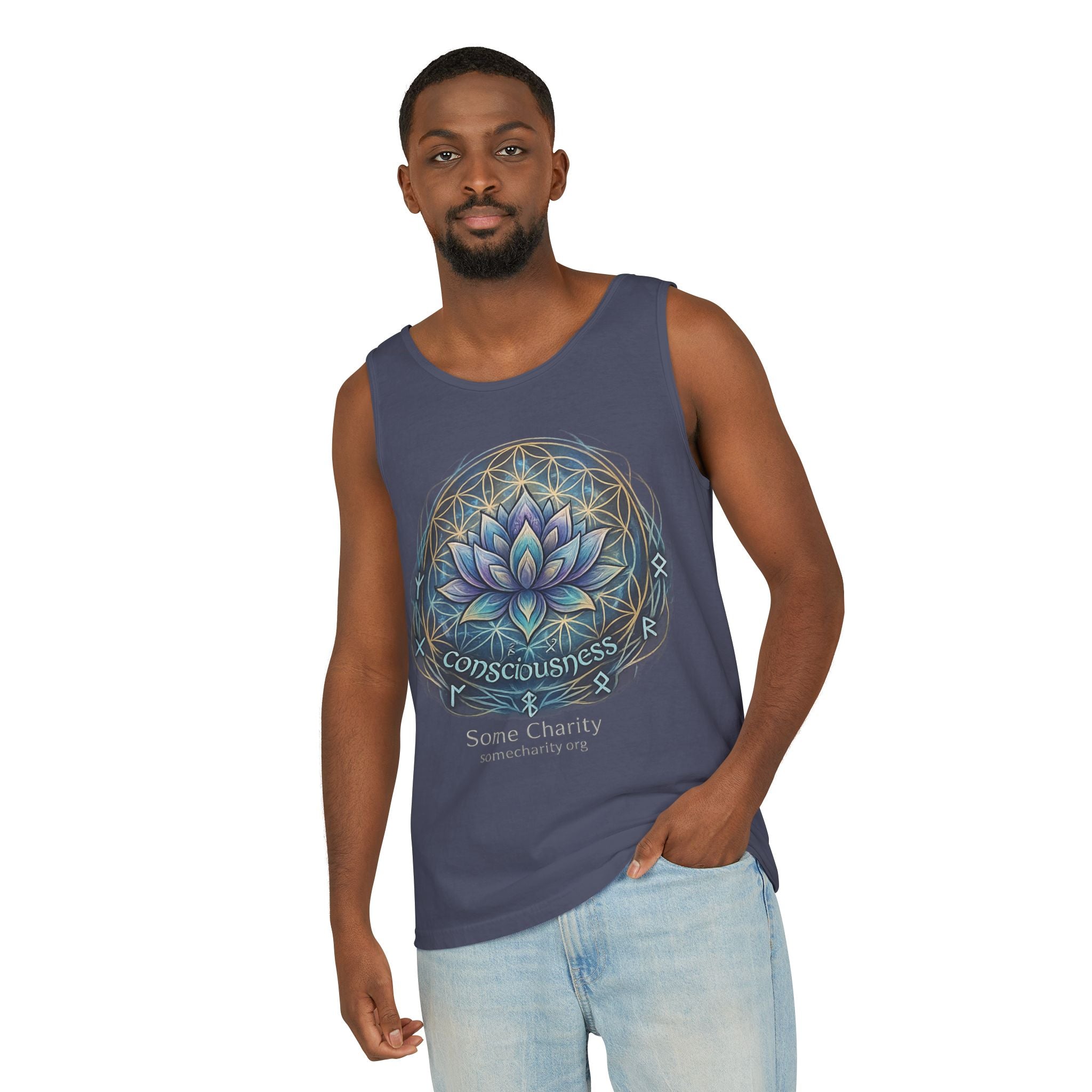 Consciousness Lotus Tank Top — Spiritual Yoga Meditation Graphic