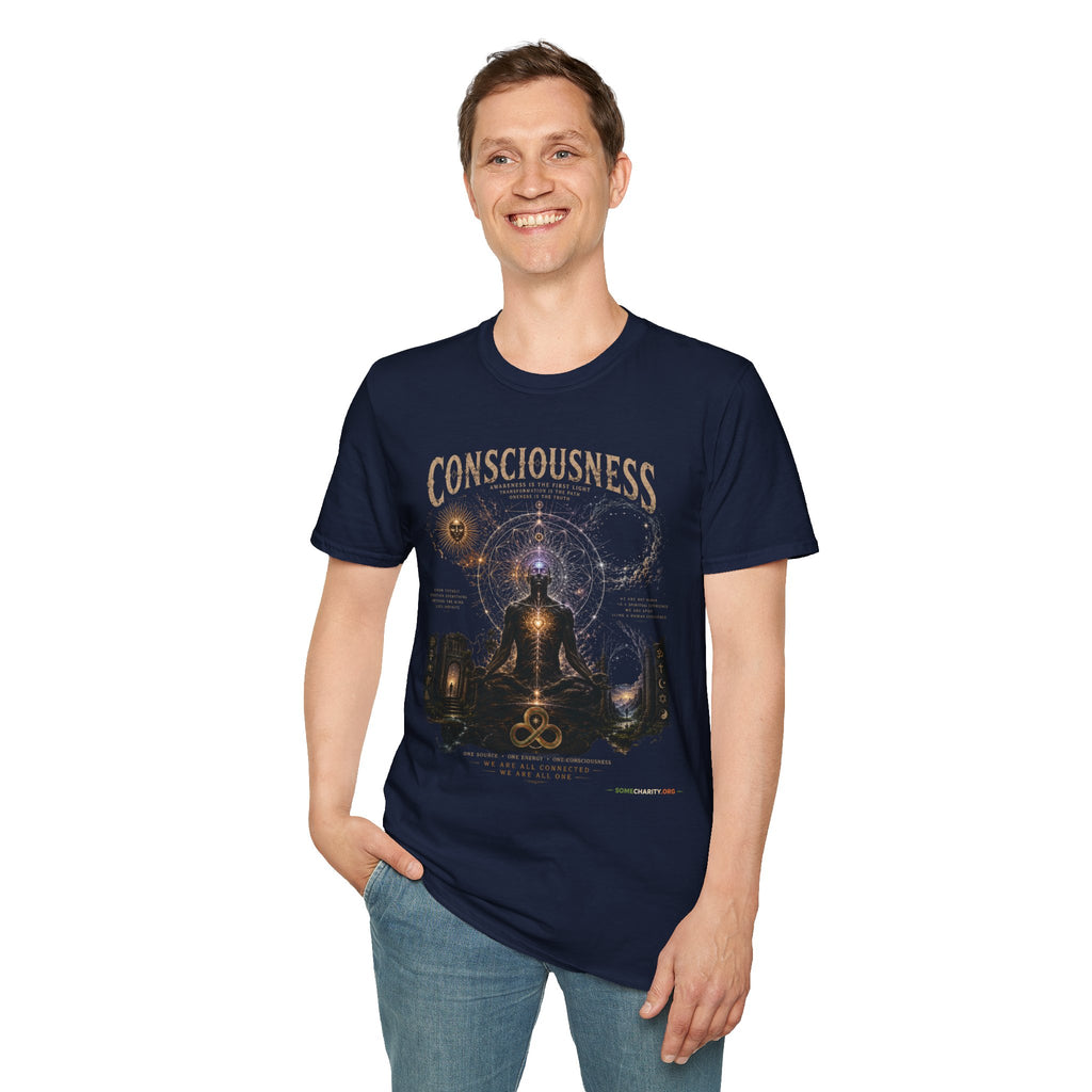Consciousness Graphic Tee — Spiritual Geometry Meditation Shirt