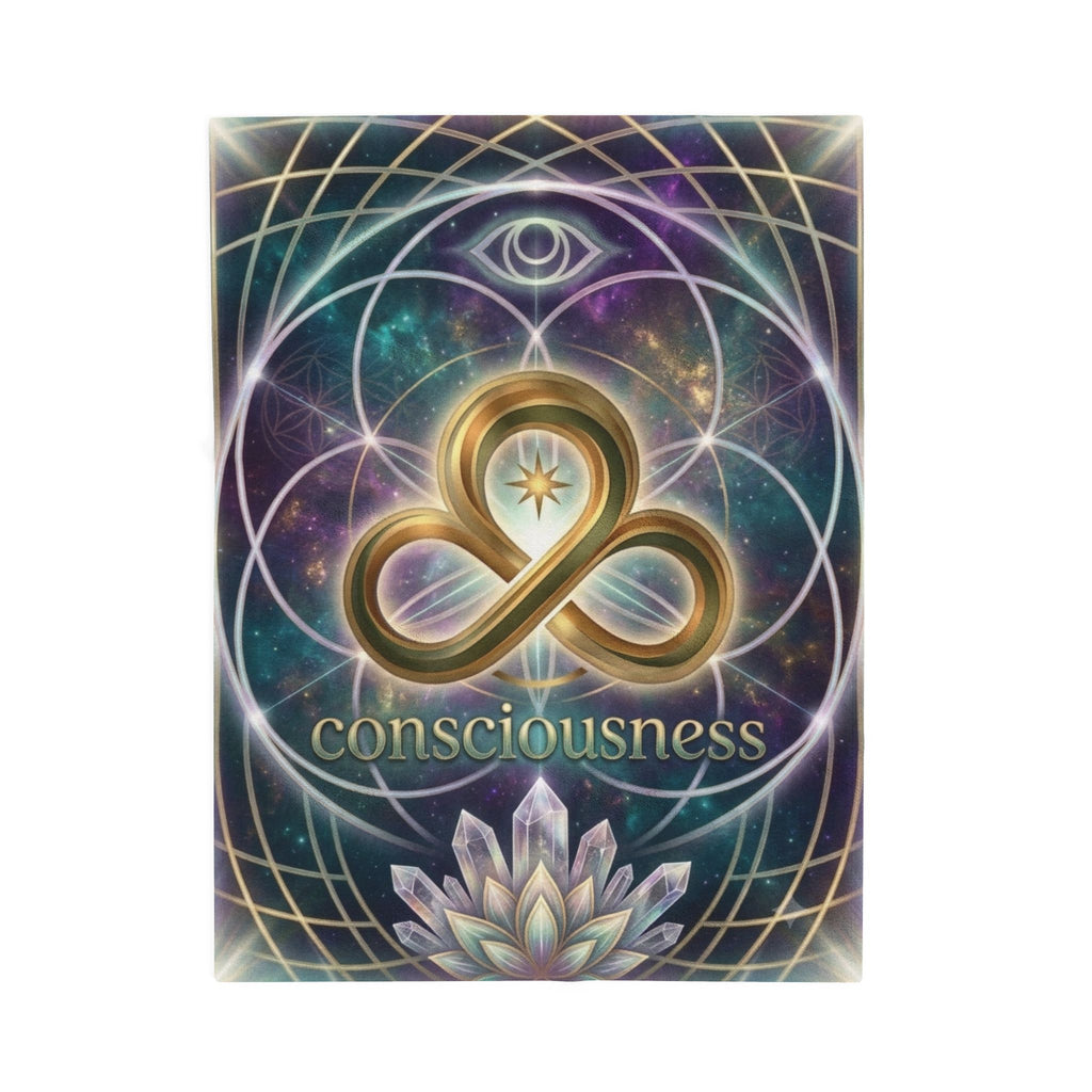 Consciousness Symbol Velveteen Plush Blanket — Spiritual Infinity Lotus Throw