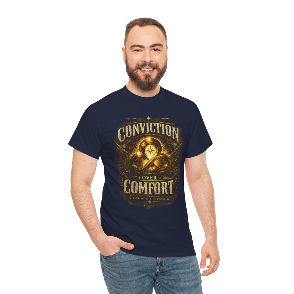 Conviction Over Comfort Graphic Tee — Inspirational Faith & Courage Shirt