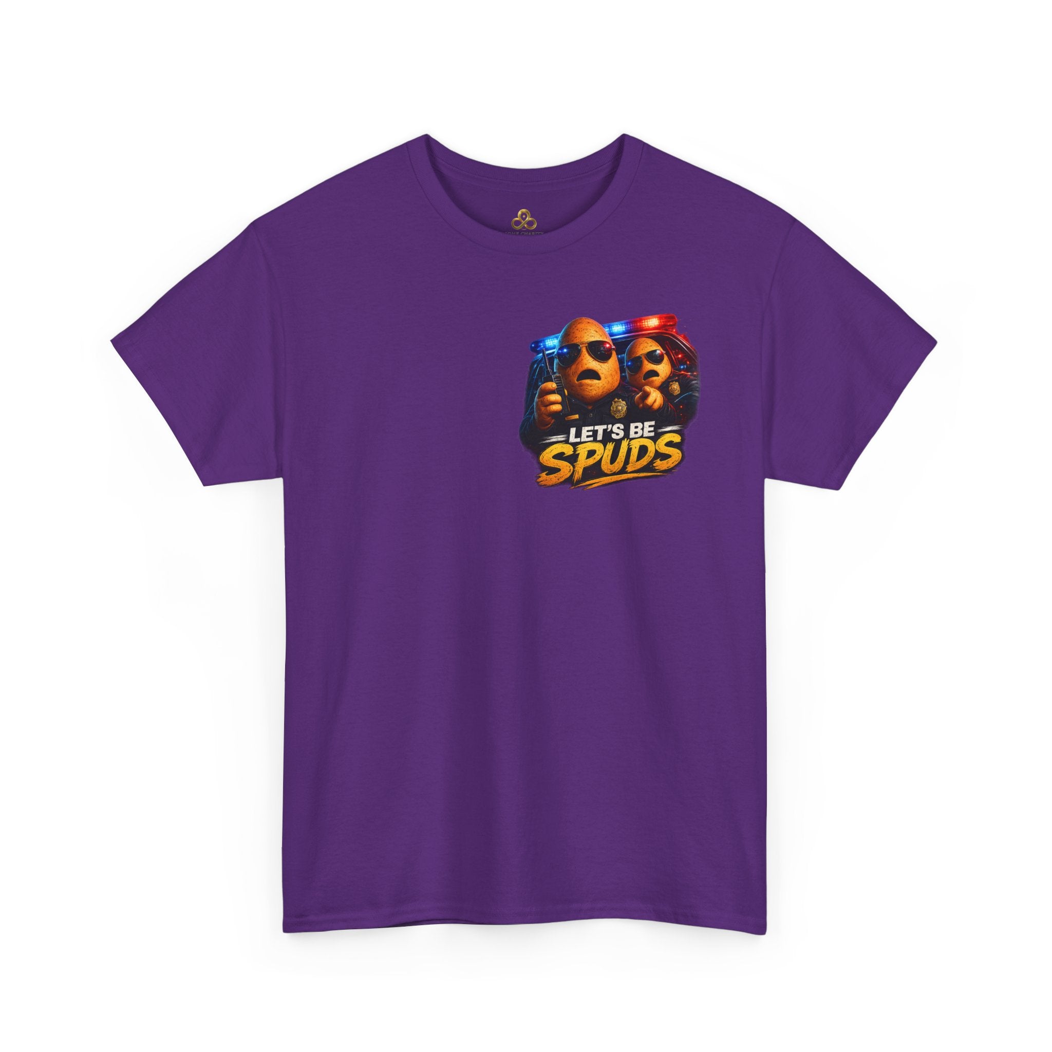 Let's Be Spuds T‑Shirt — Funny Potato Duo Graphic Tee (Police Lights)