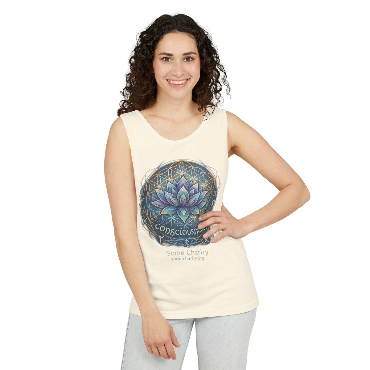 Consciousness Lotus Tank Top — Spiritual Yoga Meditation Graphic