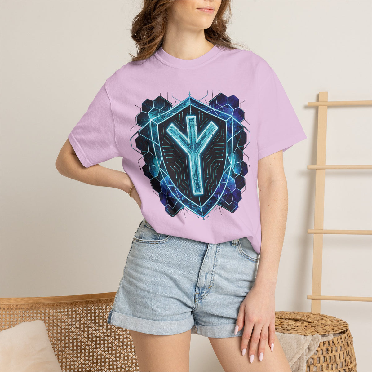 Algiz Rune Shield T-Shirt — Norse Protection Symbol Tee