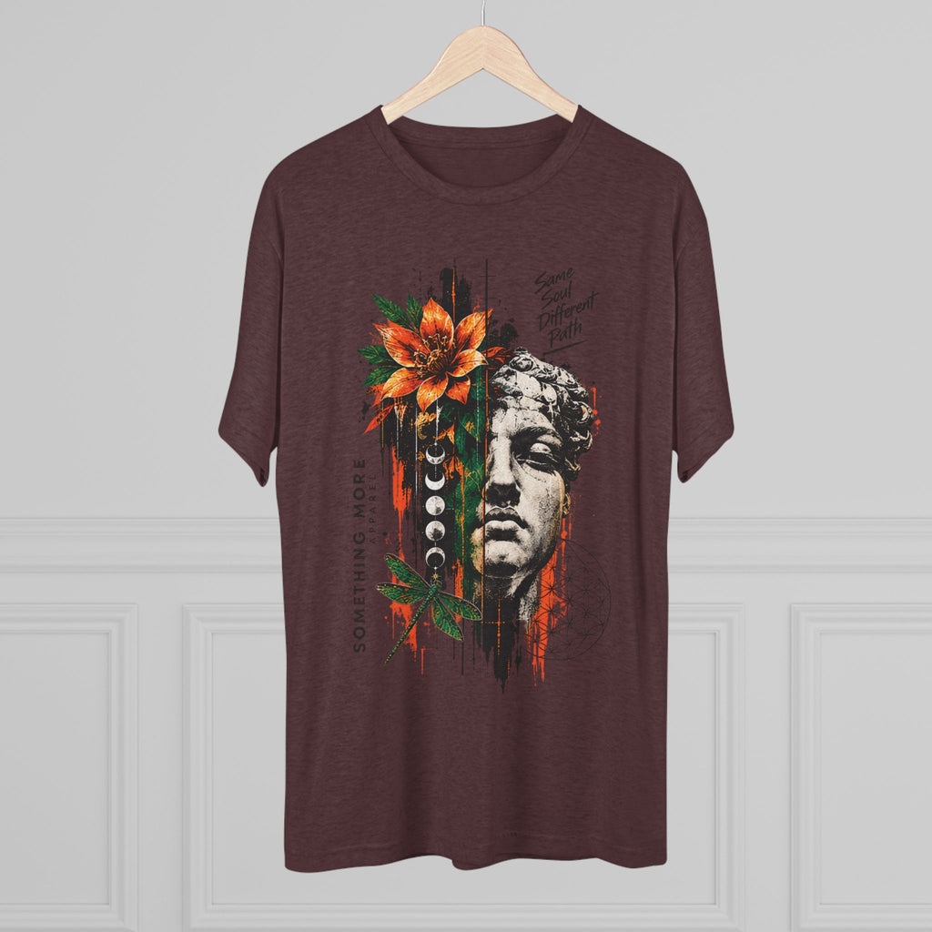 Artistic Statue & Nature Graphic Tee — "Something More" Crew Shirt