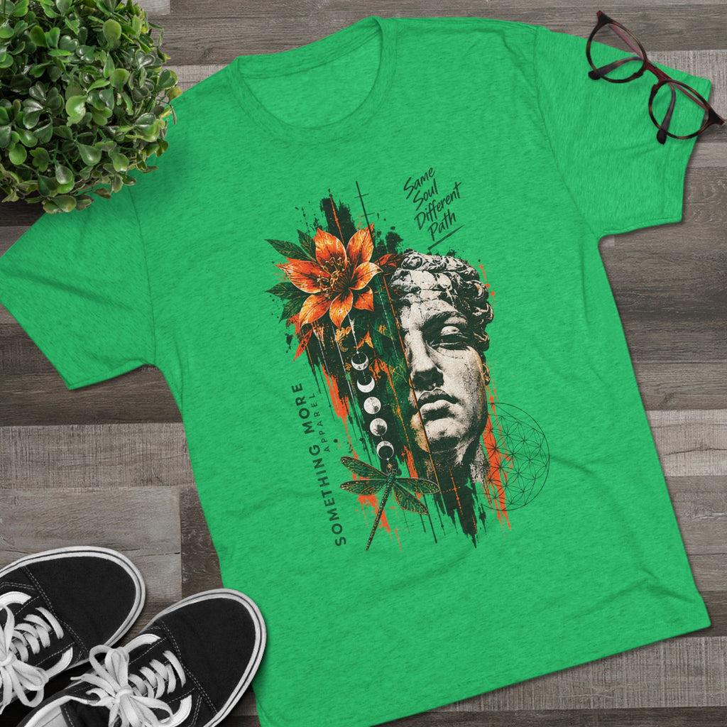 Artistic Statue & Nature Graphic Tee — "Something More" Crew Shirt