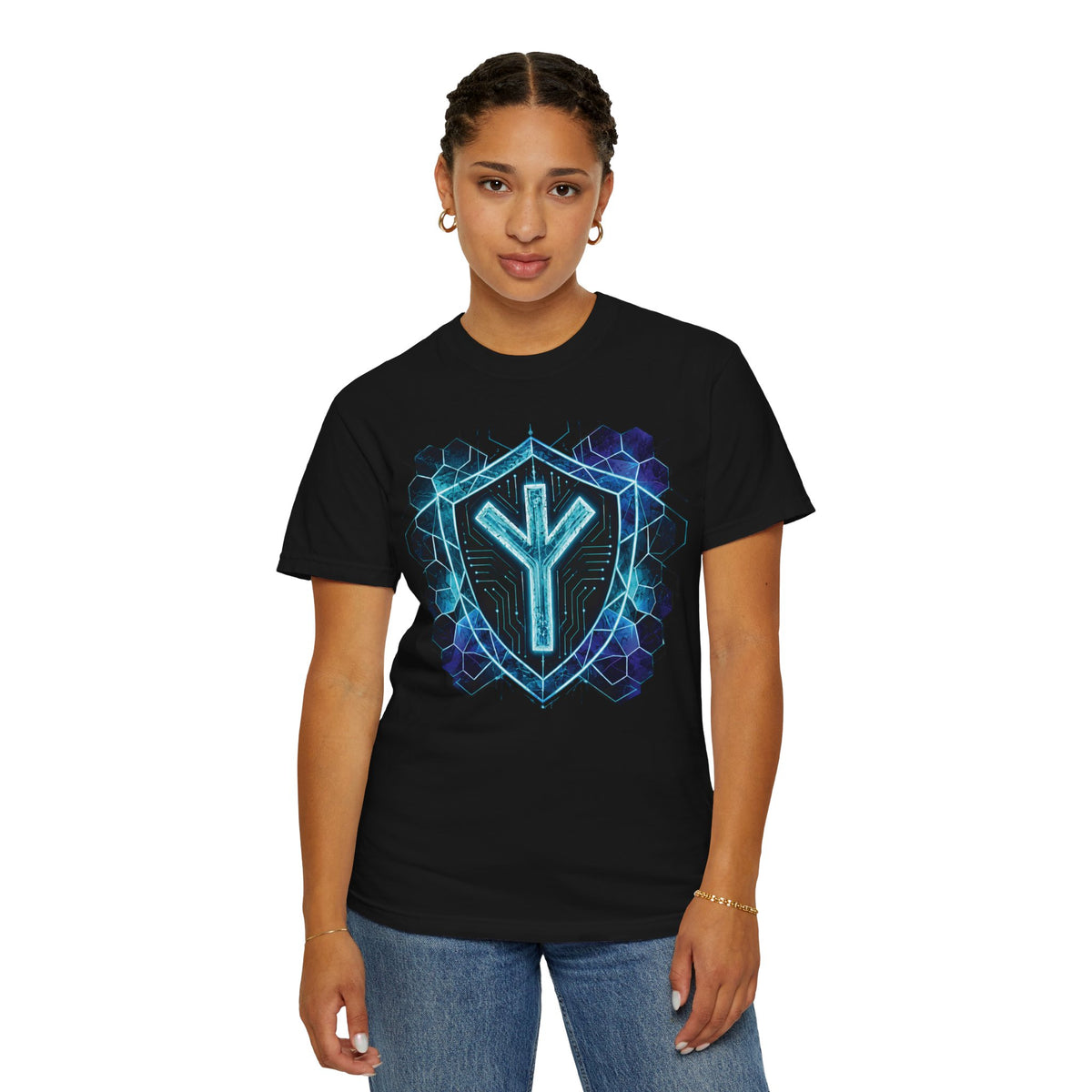 Algiz Rune Shield T-Shirt — Norse Protection Symbol Tee