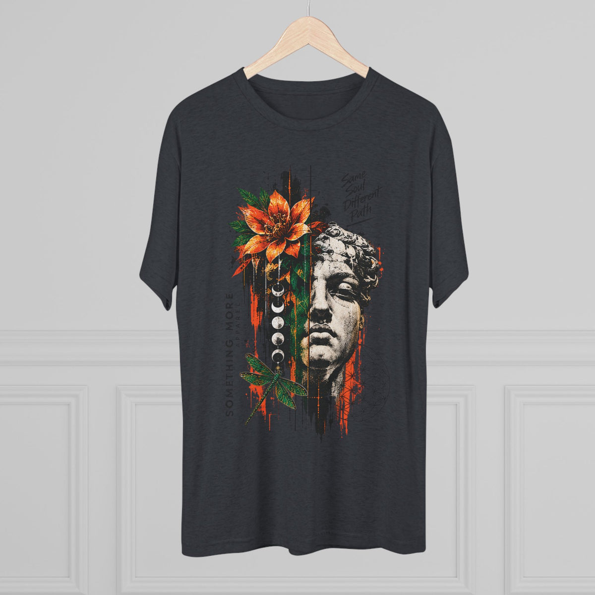 Artistic Statue & Nature Graphic Tee — "Something More" Crew Shirt