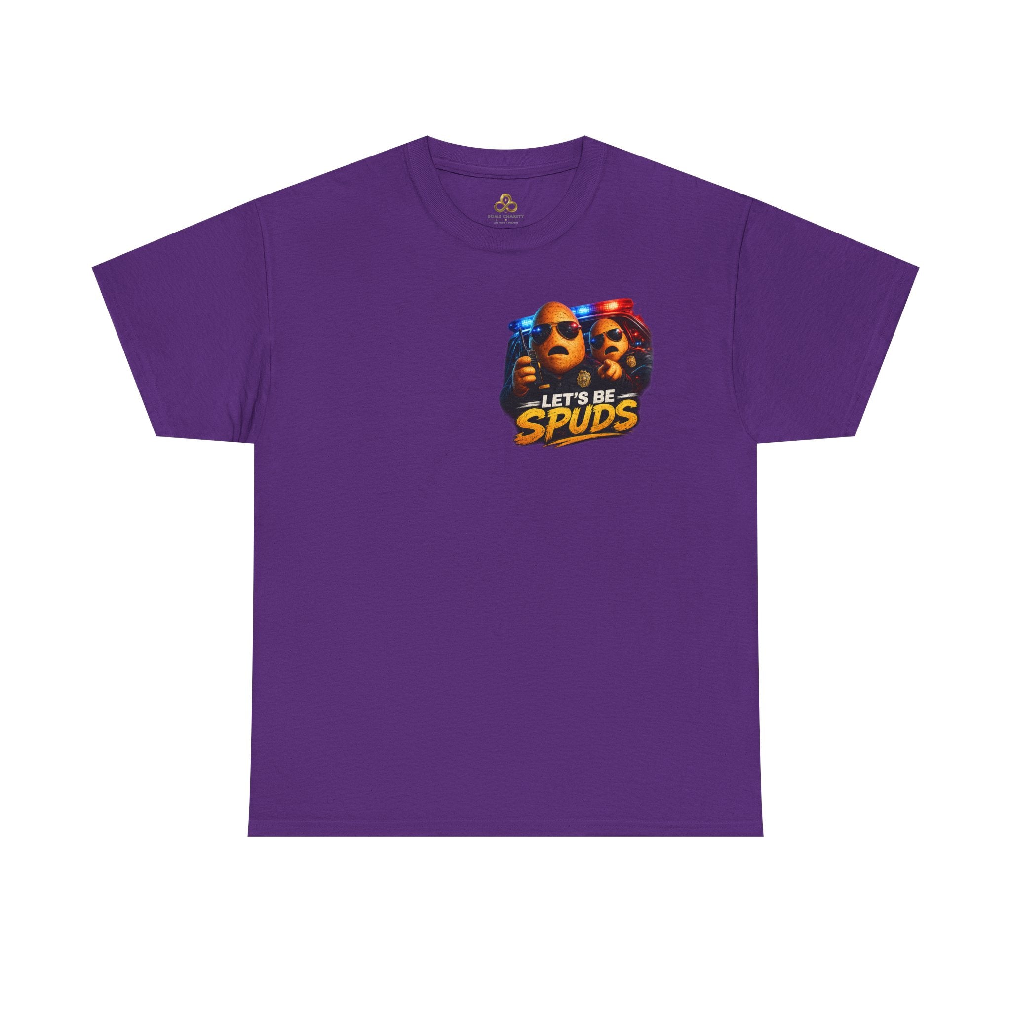 Let's Be Spuds T‑Shirt — Funny Potato Duo Graphic Tee (Police Lights)