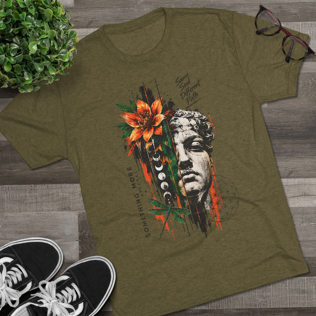 Artistic Statue & Nature Graphic Tee — "Something More" Crew Shirt