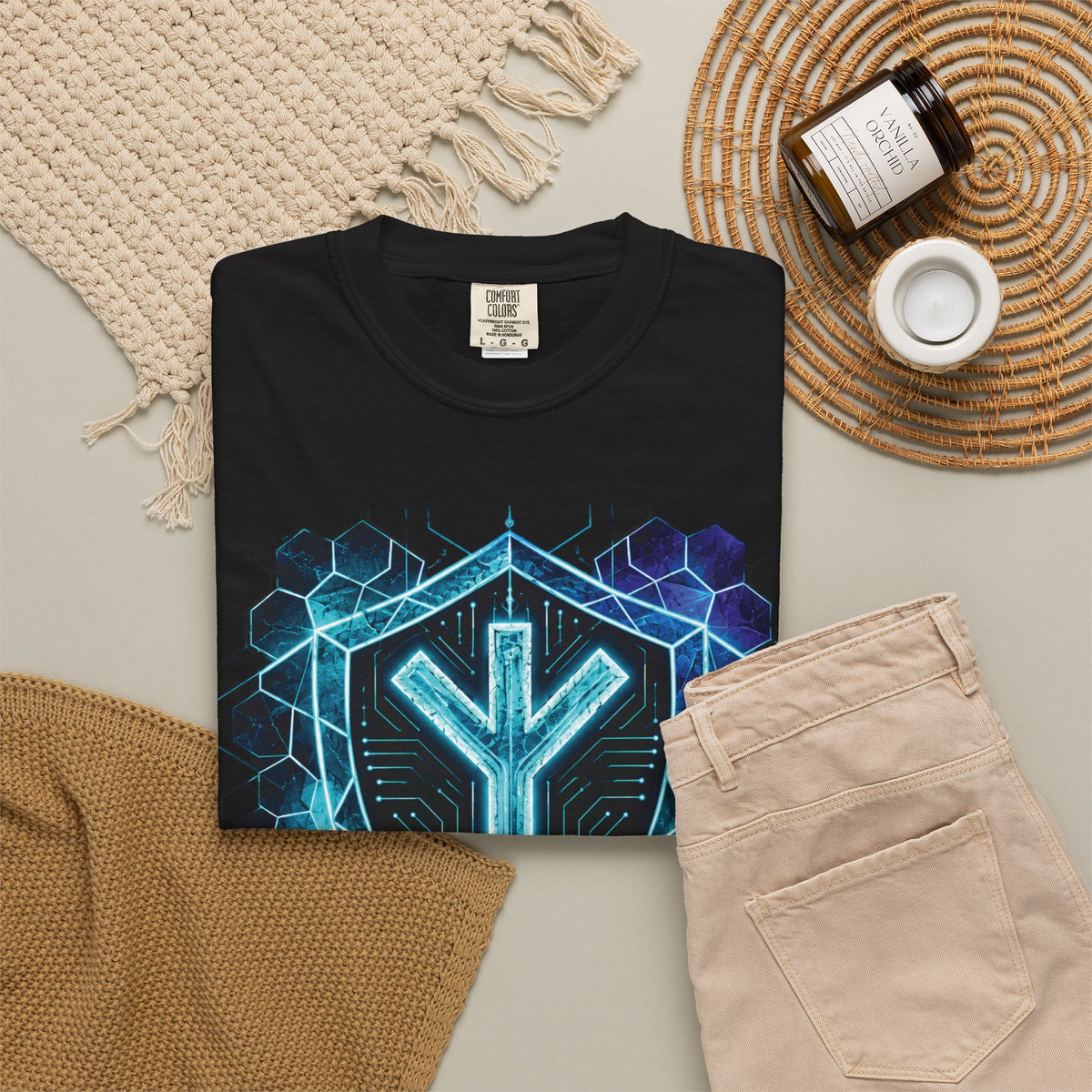 Algiz Rune Shield T-Shirt — Norse Protection Symbol Tee