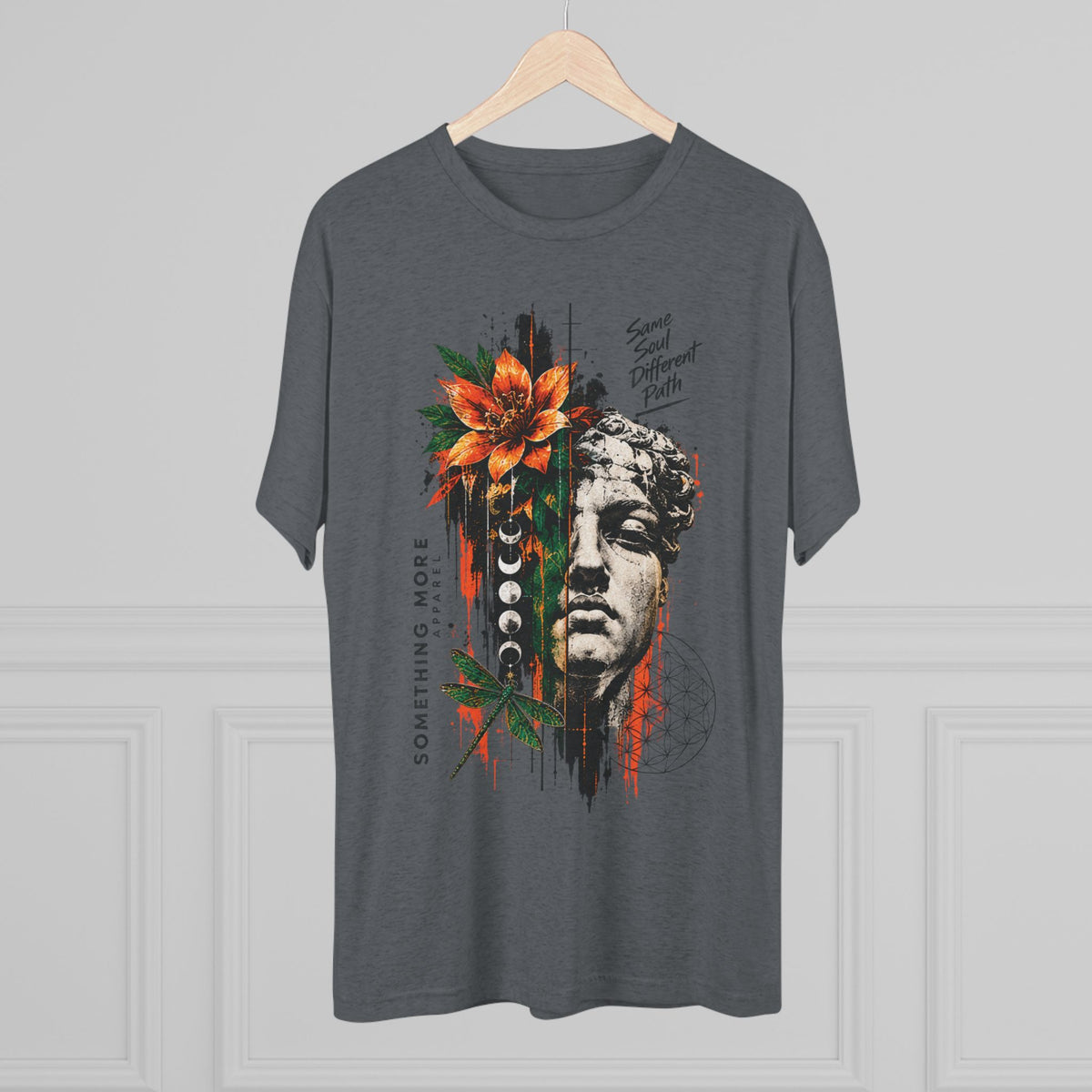 Artistic Statue & Nature Graphic Tee — "Something More" Crew Shirt