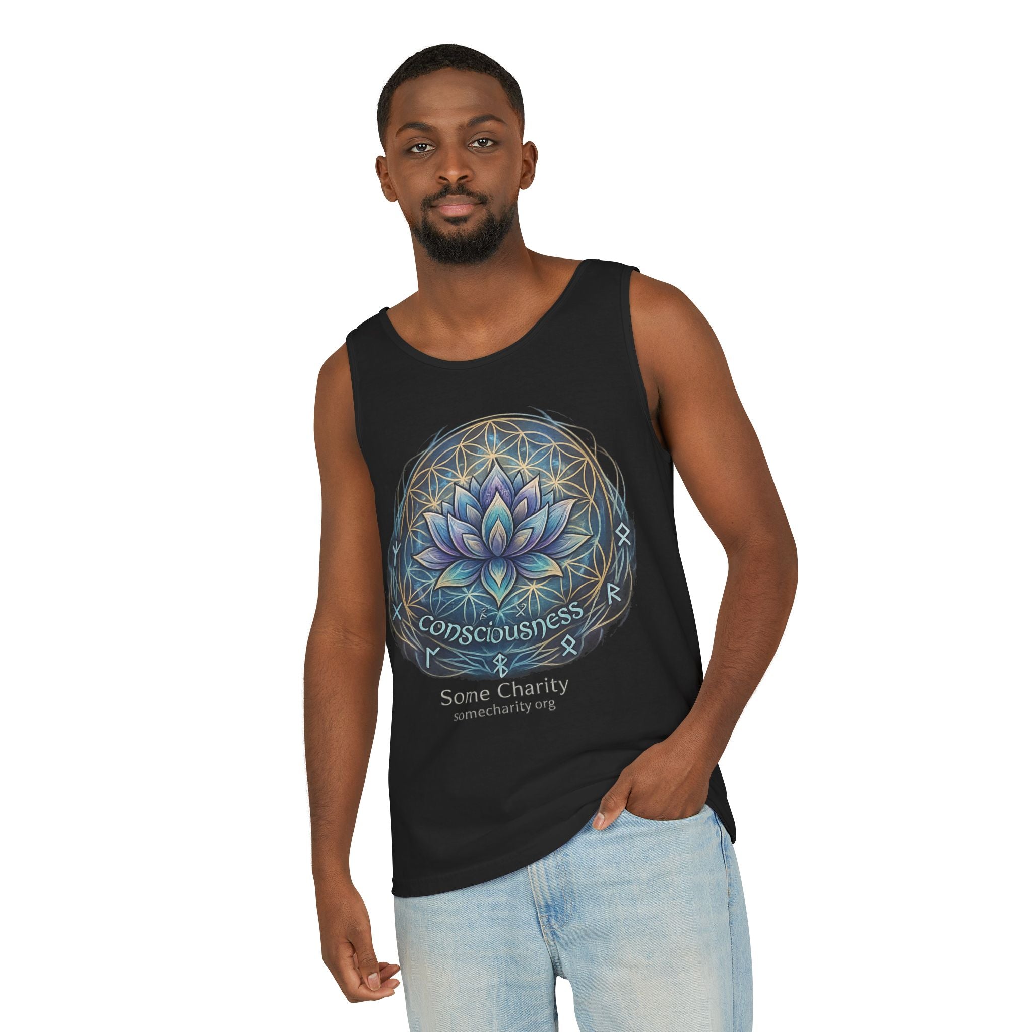 Consciousness Lotus Tank Top — Spiritual Yoga Meditation Graphic