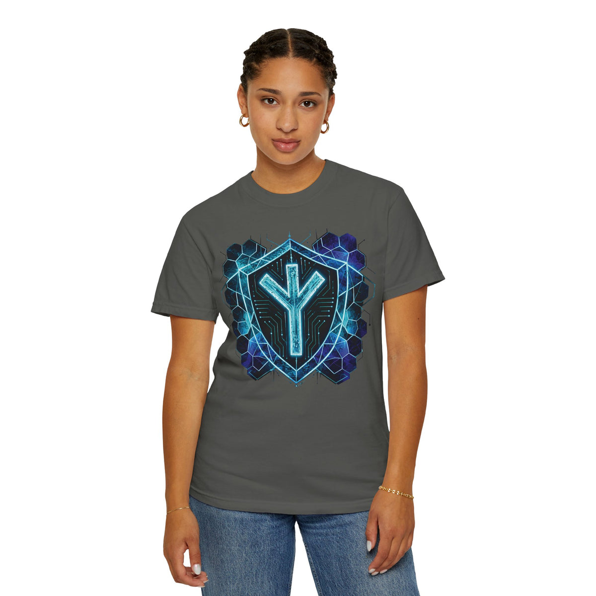 Algiz Rune Shield T-Shirt — Norse Protection Symbol Tee