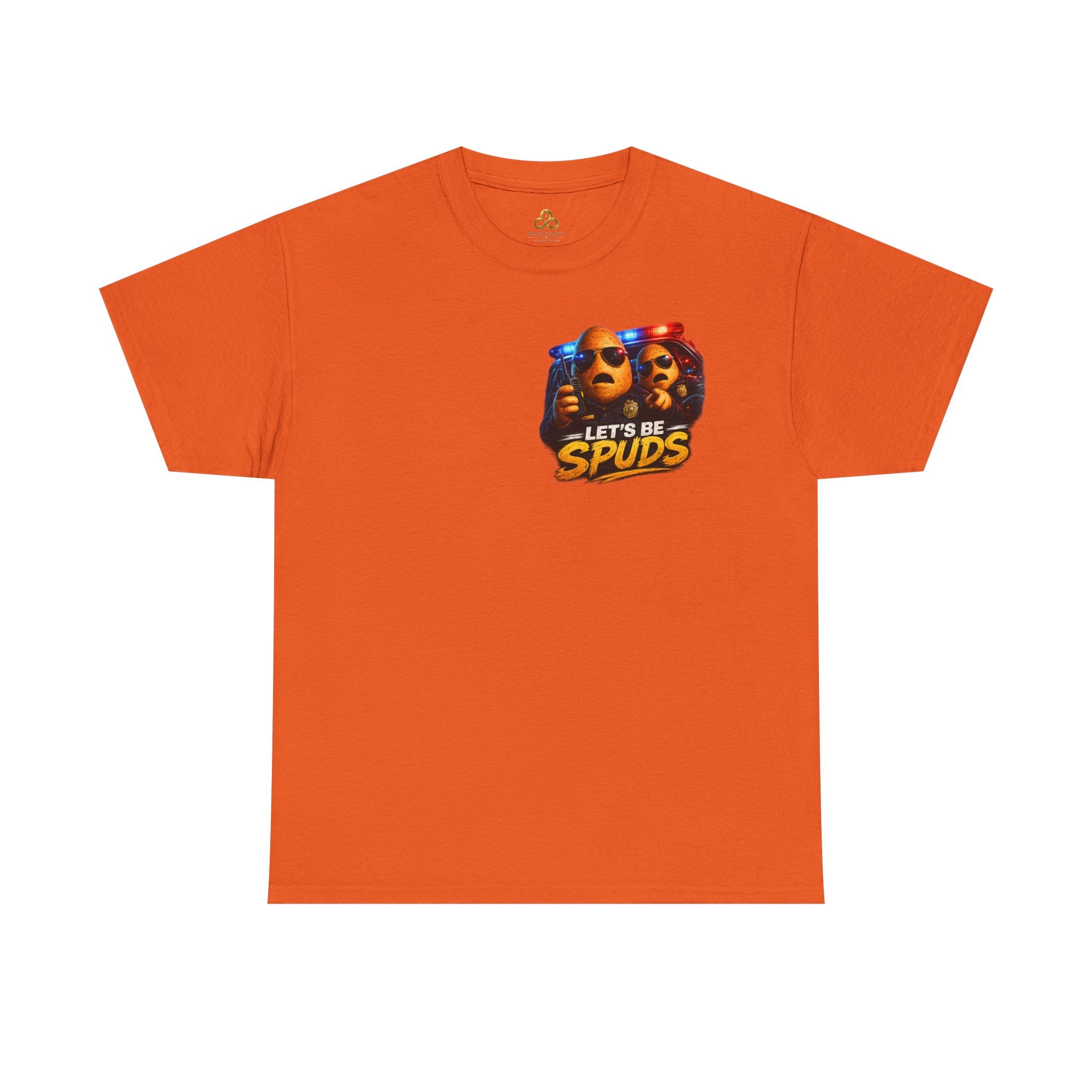 Let's Be Spuds T‑Shirt — Funny Potato Duo Graphic Tee (Police Lights)