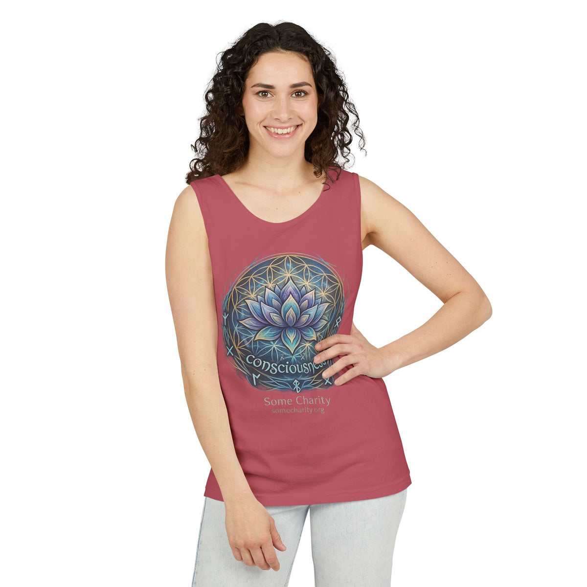 Consciousness Lotus Tank Top — Spiritual Yoga Meditation Graphic