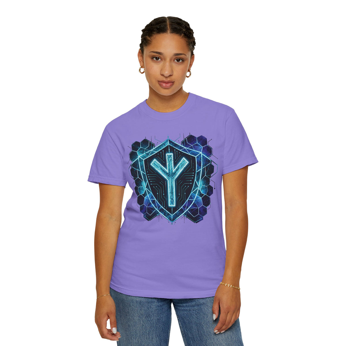 Algiz Rune Shield T-Shirt — Norse Protection Symbol Tee