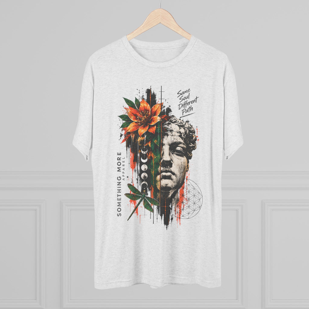 Artistic Statue & Nature Graphic Tee — "Something More" Crew Shirt