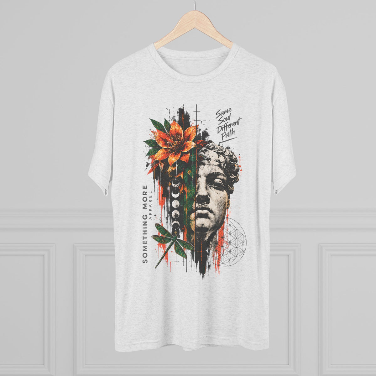 Artistic Statue & Nature Graphic Tee — "Something More" Crew Shirt