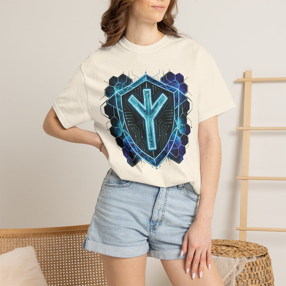Algiz Rune Shield T-Shirt — Norse Protection Symbol Tee