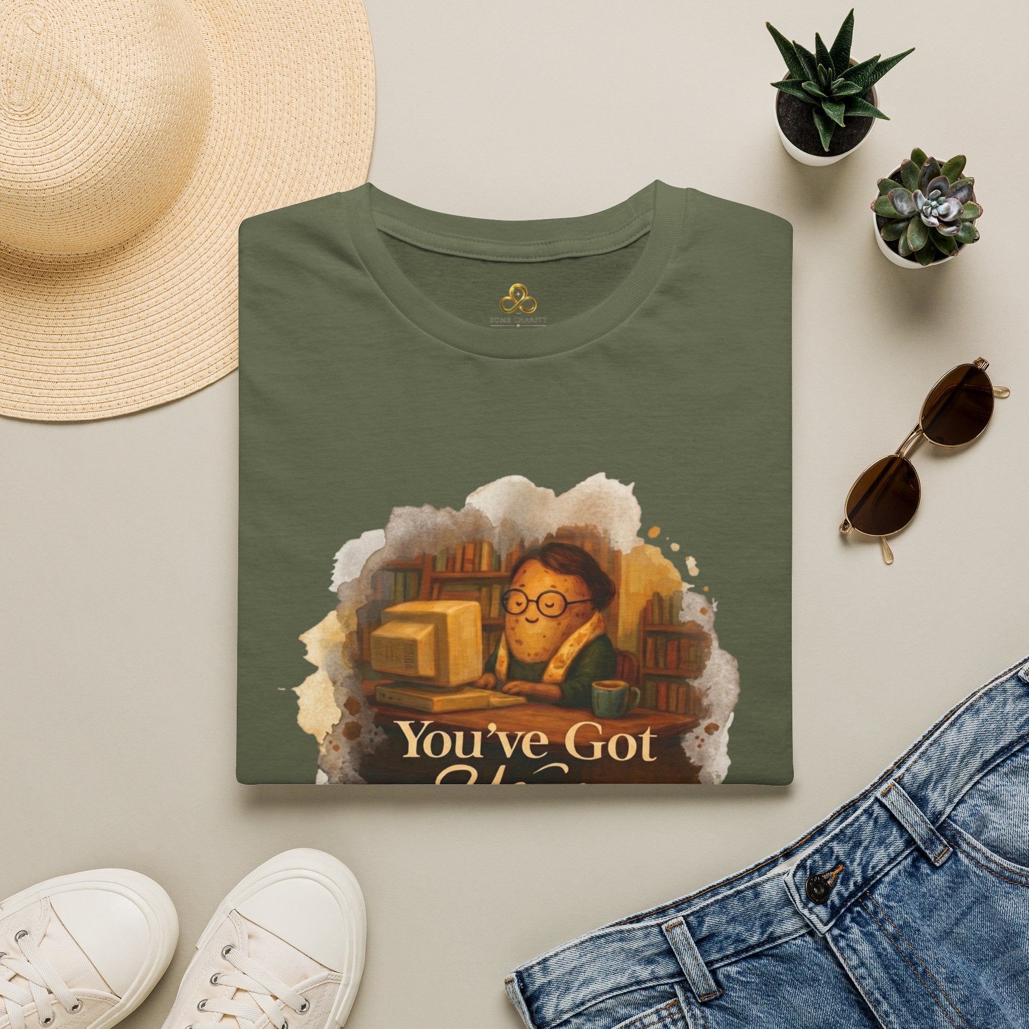 T-Shirt — Cozy Booklover Tee: "You've Got Mail" Vintage Library Design