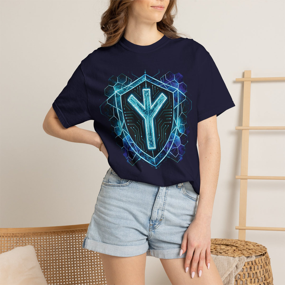 Algiz Rune Shield T-Shirt — Norse Protection Symbol Tee