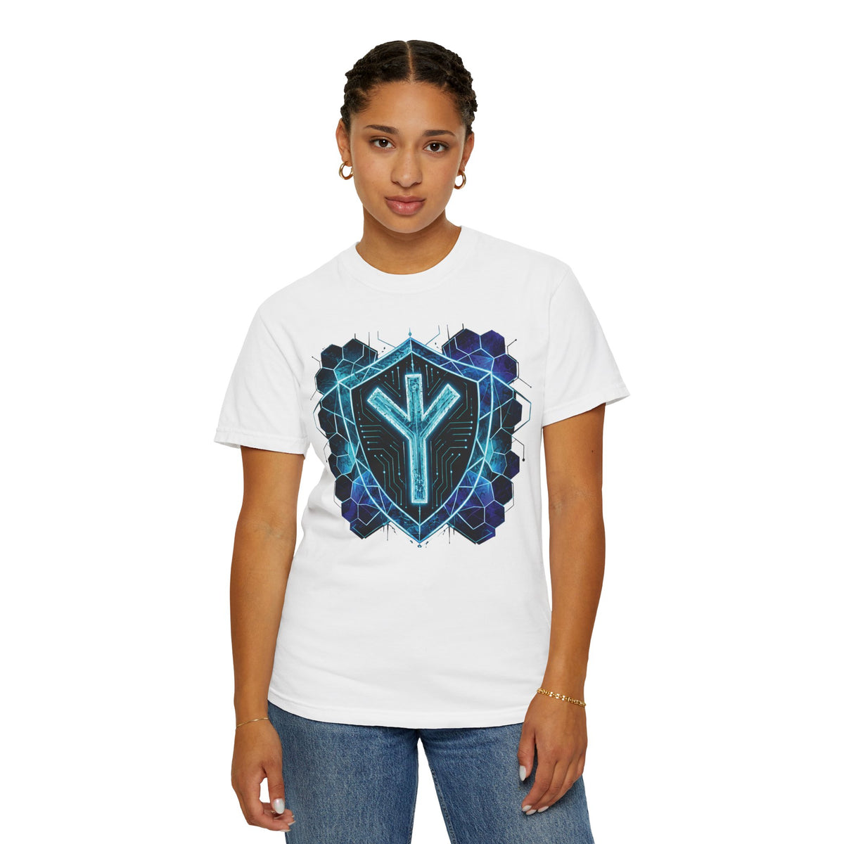 Algiz Rune Shield T-Shirt — Norse Protection Symbol Tee