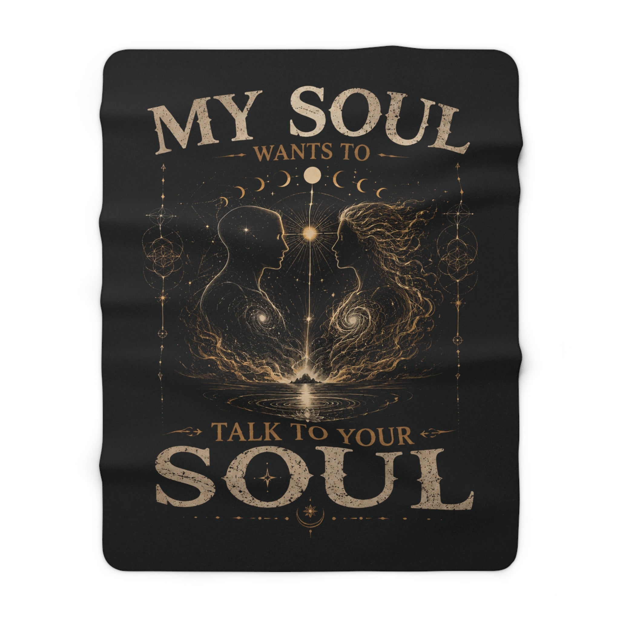 My Soul Wants to Talk to Your Soul Sherpa Fleece Blanket — Spiritual Couples Cozy Throw