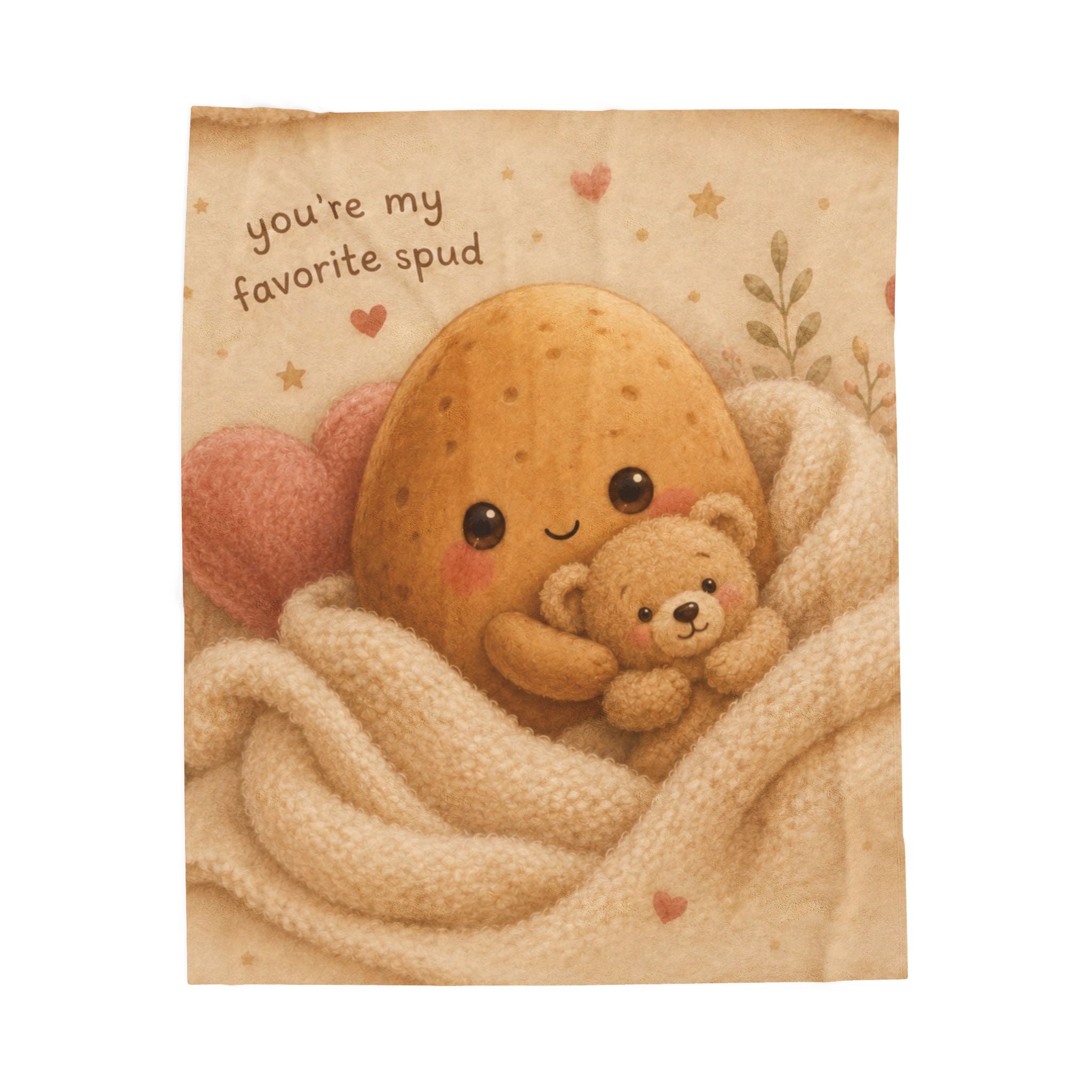 Plush Blanket — "You're My Favorite Spud" Cute Potato Teddy Velveteen Throw